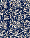 Navy Floral Outline Print Rug