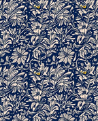 Navy Floral Outline Print Rug