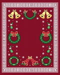 Crimson Festive Christmas Bells Wreaths Rug