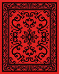 Bold Red and Black Scroll Patterned Rug