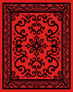 Bold Red and Black Scroll Patterned Rug