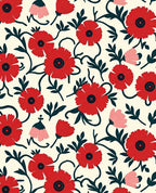 Floral Vine Red Pink Pattern Rug