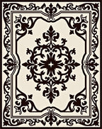 Classic Black Cream Ornamental Scroll Rug