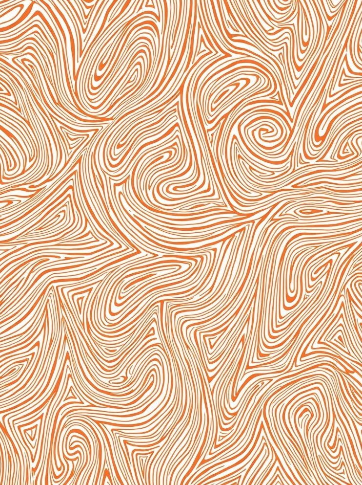 Orange Swirl Line Abstract Art Rug