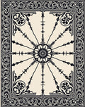 Intricate Black White Sunburst Floral Rug
