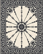 Intricate Black White Sunburst Floral Rug