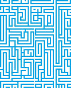 Bold Blue Maze Pattern Rug