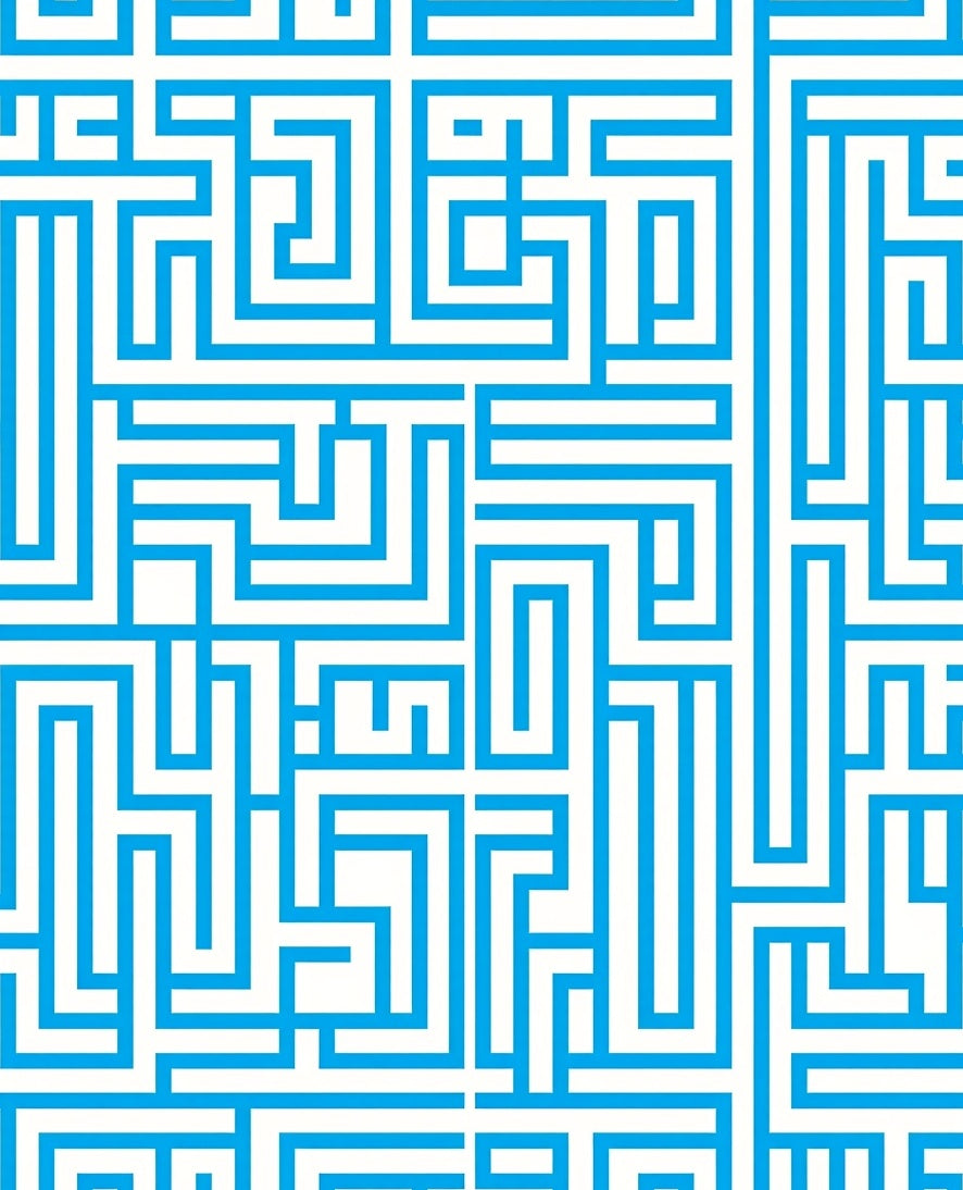Bold Blue Maze Pattern Rug