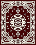 Maroon and Cream Intricate Floral Rug