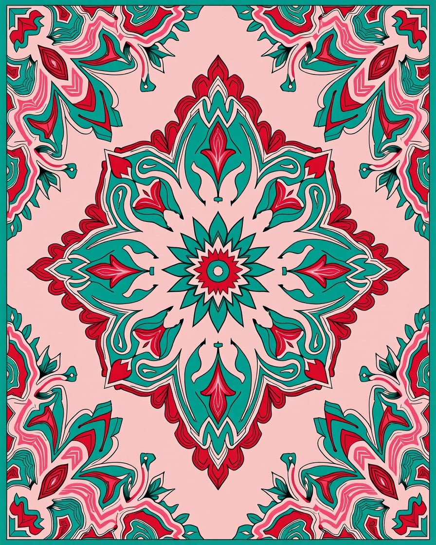 Intricate Floral Medallion Pattern Rug