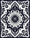 Dark Floral Symmetry Pattern Rug
