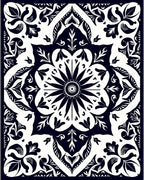 Dark Floral Symmetry Pattern Rug
