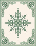 Ornate Green Floral Scroll Rug
