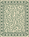 Vintage Green Leaf Vine Pattern Rug