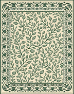 Vintage Green Leaf Vine Pattern Rug