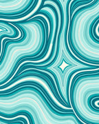 Cool Aqua Wavy Lines Pattern Rug