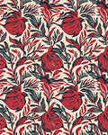 Bold Red Black Floral Pattern Rug