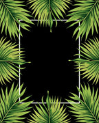Lush Green Palm Leaf Tropical Border Rug