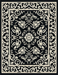 Black Ivory Ornate Floral Damask Rug