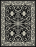 Intricate Black Cream Scrollwork Pattern Rug