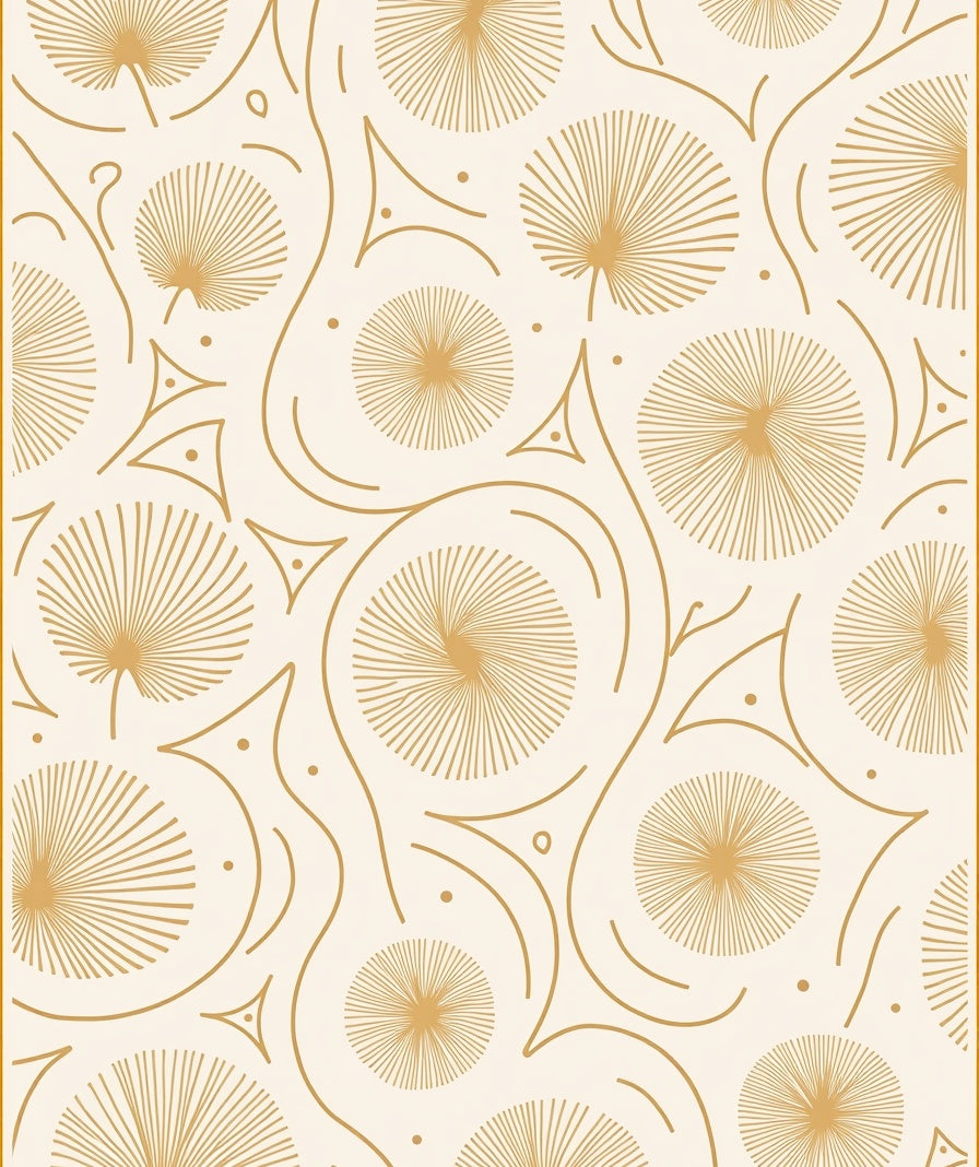 Golden Sunburst Swirl Pattern Rug