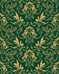 Green Gold Floral Vine Pattern Rug