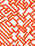 Bold Orange Geometric Interlocking Lines Rug