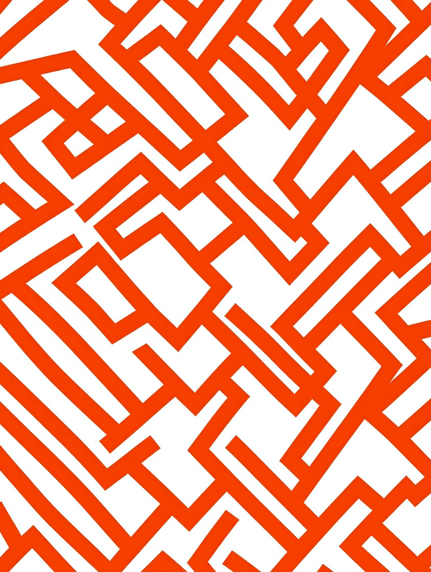 Bold Orange Geometric Interlocking Lines Rug