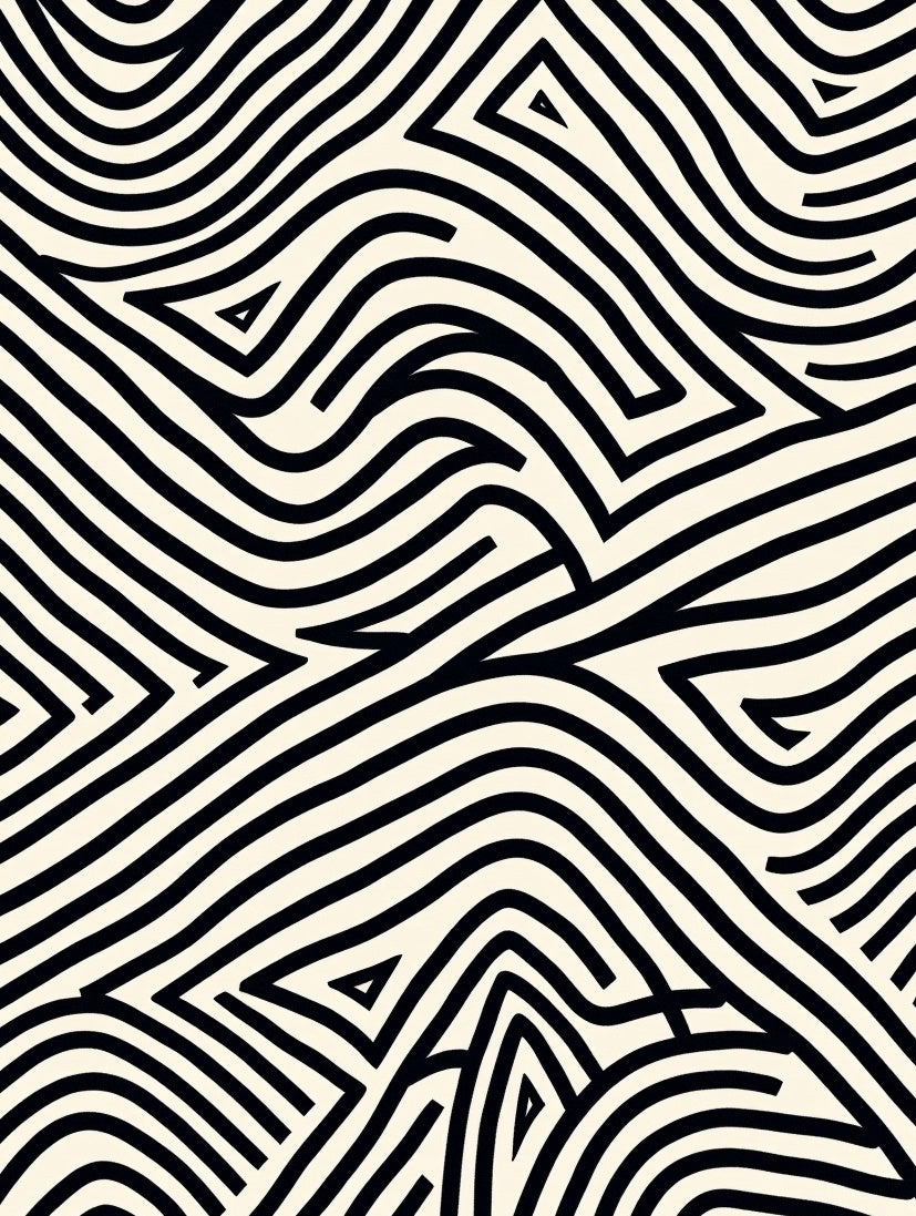 Abstract Black White Striped Geometric Rug