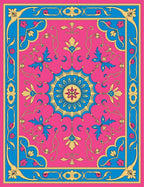 Vibrant Floral Scroll Mandala Rug
