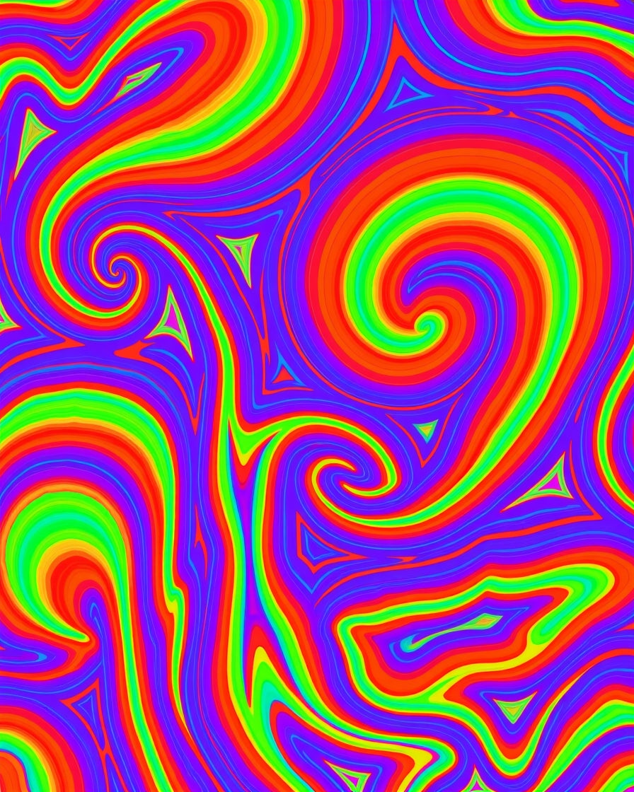 Vivid Swirl Rainbow Pattern Design Rug