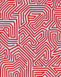Bold Red Maze Geometric Design Rug