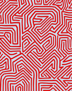 Bold Red Maze Geometric Design Rug