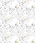 Abstract Flowing White Gray Floral Pattern Rug