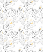 Abstract Flowing White Gray Floral Pattern Rug
