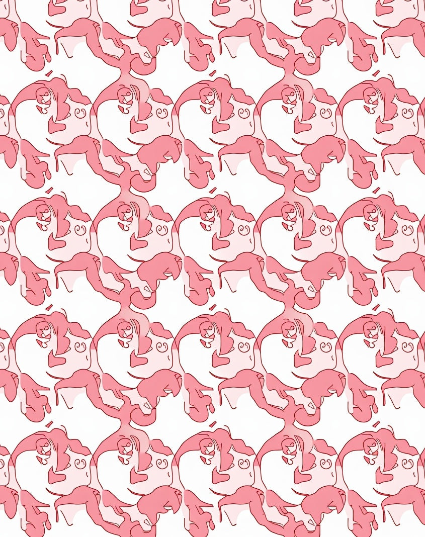 Abstract Pink Faces Pattern Design Rug
