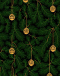 Golden Ornaments Emerald Pine Branches Rug