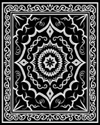 Intricate White Mandala Patterned Black Rug