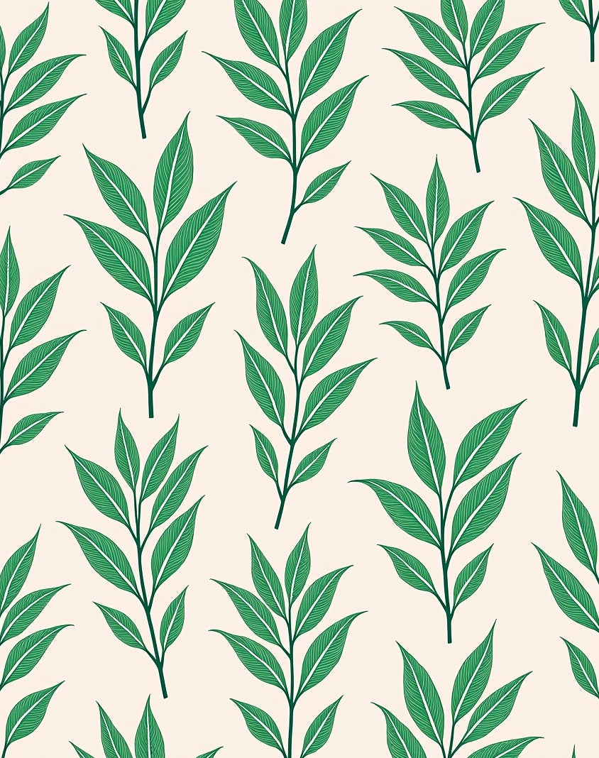 Green Abstract Leaf Pattern Design Rug