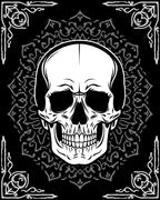 Black White Skull Mandala Frame Rug