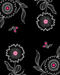 Black White Floral Bloom Pattern Rug