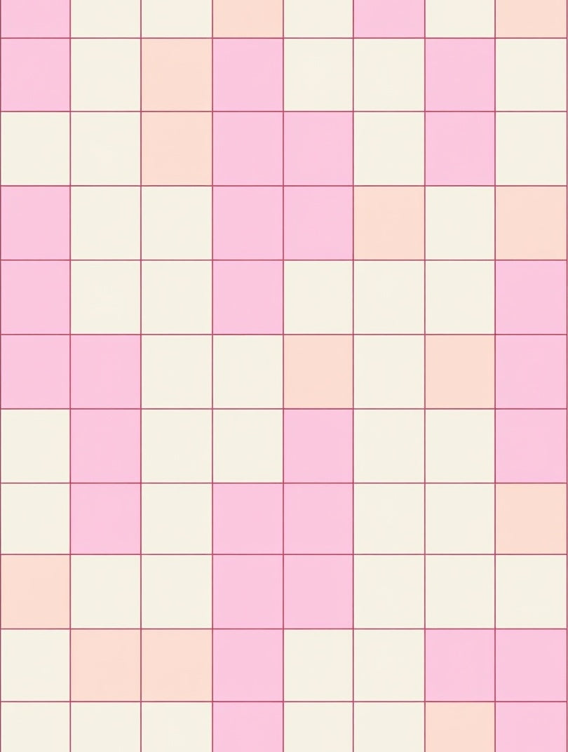 Soft Pink Squared Grid Pattern Rug