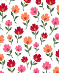 Whimsical Floral Pattern Red Pink Orange Rug