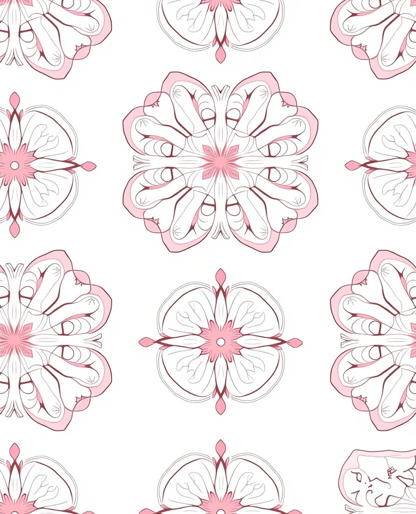 Soft Pink Floral Mandala Pattern Rug
