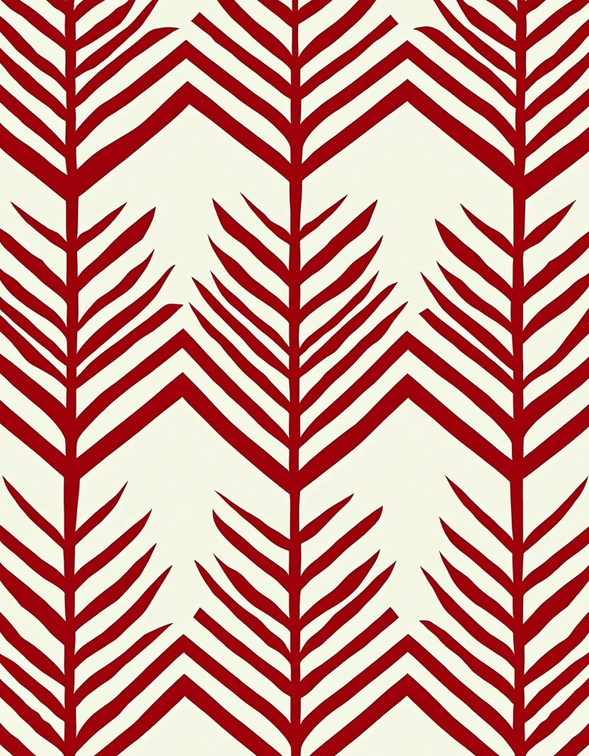 Bold Red Fern Chevron Pattern Rug