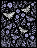 Whimsical Moth Floral Garden Illustration Rug