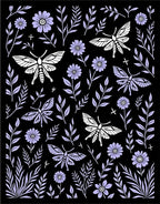 Whimsical Moth Floral Garden Illustration Rug