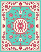 Vintage Floral Medallion Aqua Rug