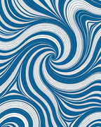 Swirling Blue And White Abstract Pattern Rug
