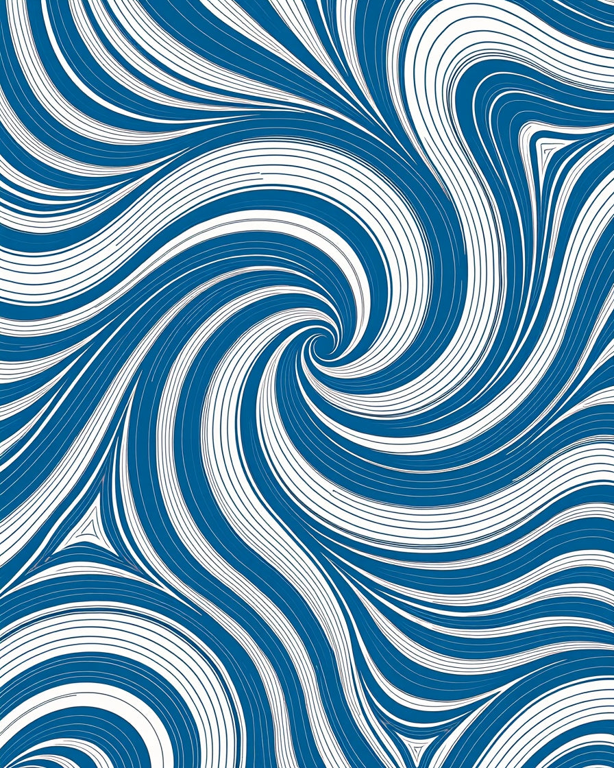 Swirling Blue And White Abstract Pattern Rug